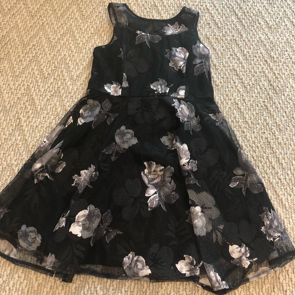 Girls black and floral lace dress